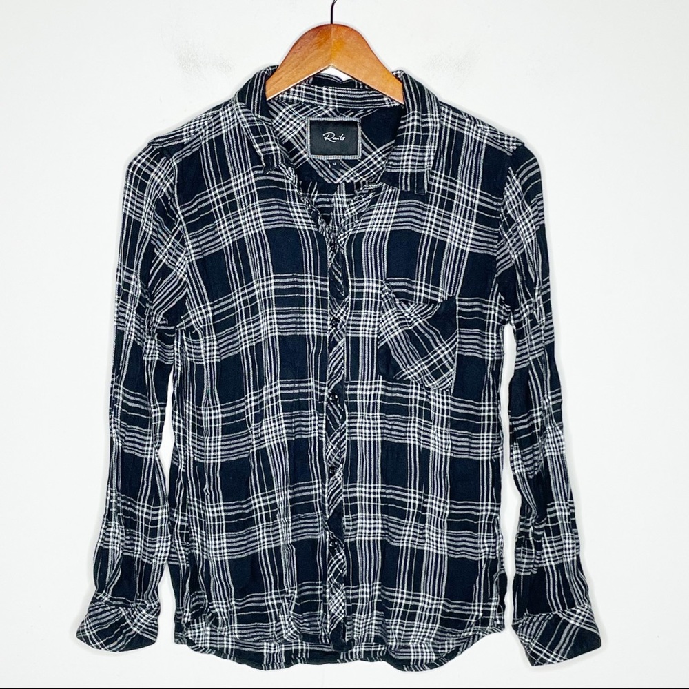 Rails Hunter Black & White Plaid Shirt Size Medium